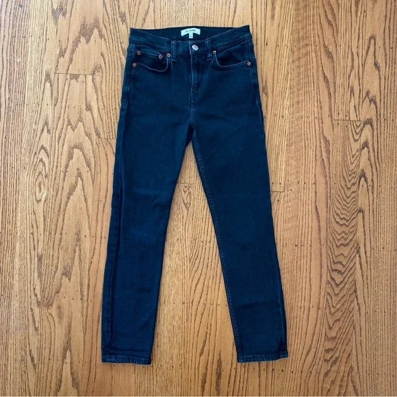RE/DONE originals 80s Slim Straight in Jet Blue Black Sz 25 - Picture 3 of 10